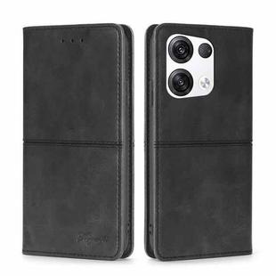 For OPPO Reno8 Pro+ 5G Cow Texture Magnetic Horizontal Flip Leather Phone Case(Black)