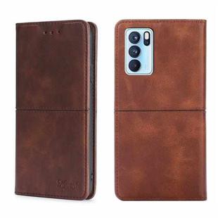 For OPPO Reno6 Pro Cow Texture Magnetic Horizontal Flip Leather Phone Case(Dark Brown)