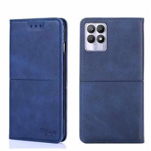 For OPPO Realme 8i Cow Texture Magnetic Horizontal Flip Leather Phone Case(Blue)