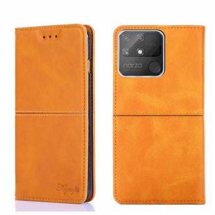 For OPPO Realme Narzo 50A Cow Texture Magnetic Horizontal Flip Leather Phone Case(Light Brown)
