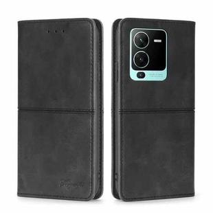 For vivo S15 Pro 5G Cow Texture Magnetic Horizontal Flip Leather Phone Case(Black)
