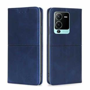For vivo S15 Pro 5G Cow Texture Magnetic Horizontal Flip Leather Phone Case(Blue)
