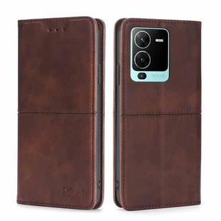 For vivo S15 Pro 5G Cow Texture Magnetic Horizontal Flip Leather Phone Case(Dark Brown)