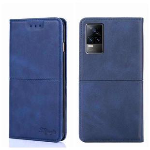 For vivo V21e 4G/Y73 2021 Cow Texture Magnetic Horizontal Flip Leather Phone Case(Blue)
