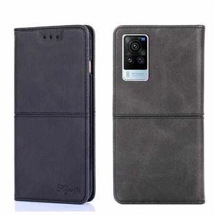 For vivo X60 Pro Global/X60 Curved Screen Cow Texture Magnetic Horizontal Flip Leather Phone Case(Black)