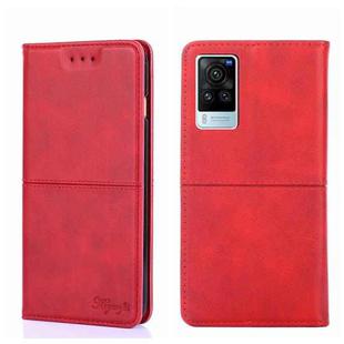For vivo X60 Pro Global/X60 Curved Screen Cow Texture Magnetic Horizontal Flip Leather Phone Case(Red)