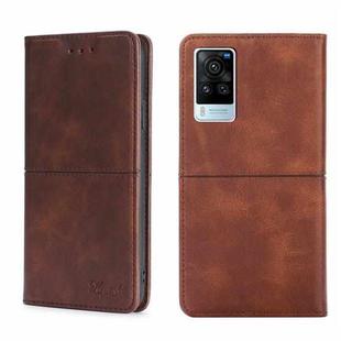 For vivo X60 Pro Global/X60 Curved Screen Cow Texture Magnetic Horizontal Flip Leather Phone Case(Dark Brown)