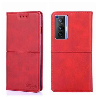 For vivo X70 Cow Texture Magnetic Horizontal Flip Leather Phone Case(Red)
