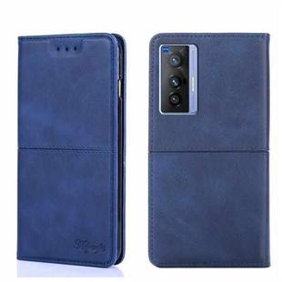 For vivo X70 Cow Texture Magnetic Horizontal Flip Leather Phone Case(Blue)