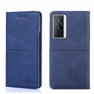 For vivo X70 Pro Cow Texture Magnetic Horizontal Flip Leather Phone Case(Blue)