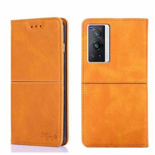 For vivo X70 Pro Cow Texture Magnetic Horizontal Flip Leather Phone Case(Light Brown)
