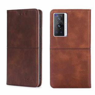 For vivo X70 Pro Cow Texture Magnetic Horizontal Flip Leather Phone Case(Dark Brown)