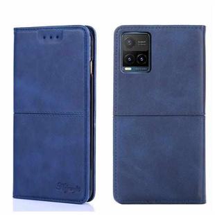 For vivo Y21/Y21S/Y33S Cow Texture Magnetic Horizontal Flip Leather Phone Case(Blue)