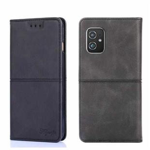 For Asus ZenFone 8 ZS590KS Cow Texture Magnetic Horizontal Flip Leather Phone Case(Black)