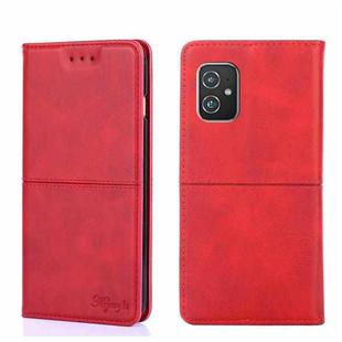 For Asus ZenFone 8 ZS590KS Cow Texture Magnetic Horizontal Flip Leather Phone Case(Red)