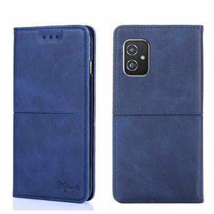 For Asus ZenFone 8 ZS590KS Cow Texture Magnetic Horizontal Flip Leather Phone Case(Blue)