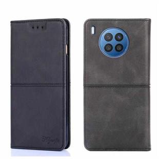 For Huawei Nova 8i Cow Texture Magnetic Horizontal Flip Leather Phone Case(Black)