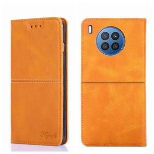 For Huawei Nova 8i Cow Texture Magnetic Horizontal Flip Leather Phone Case(Light Brown)