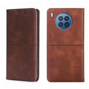 For Huawei Nova 8i Cow Texture Magnetic Horizontal Flip Leather Phone Case(Dark Brown)