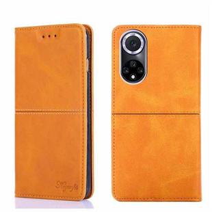 For Huawei Nova 9 Cow Texture Magnetic Horizontal Flip Leather Phone Case(Light Brown)