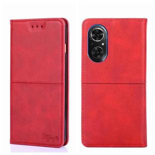 For Honor 50 Cow Texture Magnetic Horizontal Flip Leather Phone Case(Red)