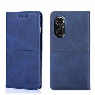 For Honor 50 Cow Texture Magnetic Horizontal Flip Leather Phone Case(Blue)