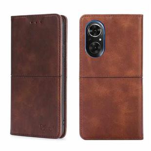 For Honor 50 Cow Texture Magnetic Horizontal Flip Leather Phone Case(Dark Brown)