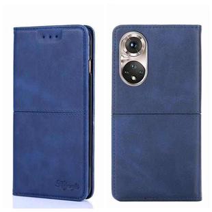 For Honor 50 Pro Cow Texture Magnetic Horizontal Flip Leather Phone Case(Blue)