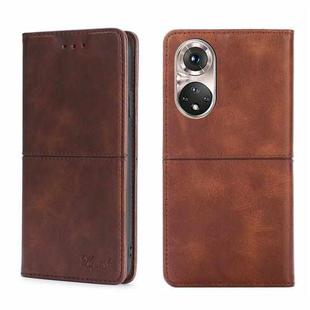 For Honor 50 Pro Cow Texture Magnetic Horizontal Flip Leather Phone Case(Dark Brown)