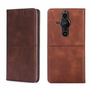 For Sony Xperia Pro-I Cow Texture Magnetic Horizontal Flip Leather Phone Case(Dark Brown)