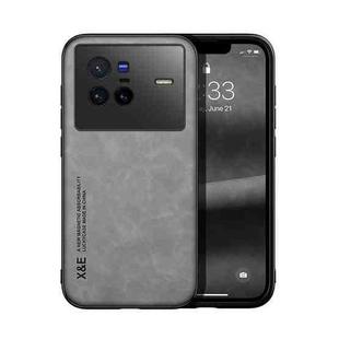 For vivo X80 Skin Feel Magnetic Leather Back Phone Case(Light Grey)