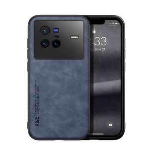 For vivo X80 Skin Feel Magnetic Leather Back Phone Case(Blue)
