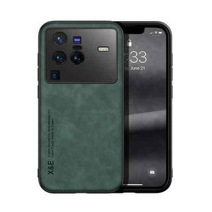 For vivo X80 Pro Skin Feel Magnetic Leather Back Phone Case(Green)