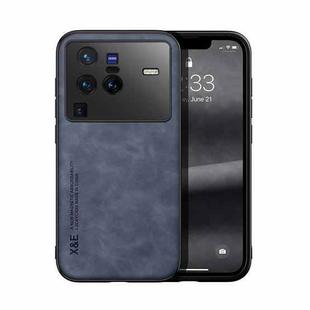 For vivo X80 Pro Skin Feel Magnetic Leather Back Phone Case(Blue)