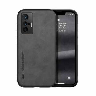 For vivo X70 Skin Feel Magnetic Leather Back Phone Case(Dark Grey)