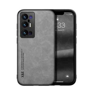 For vivo X70 Pro+ Skin Feel Magnetic Leather Back Phone Case(Light Grey)