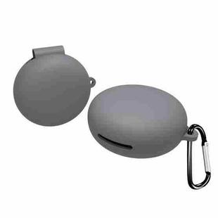 For OPPO Enco W31 Wireless Earphone Liquid Silicone Protective Case with Carabiner(Grey)
