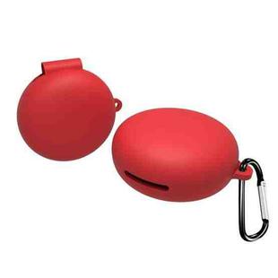 For OPPO Enco W31 Wireless Earphone Liquid Silicone Protective Case with Carabiner(Red)