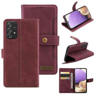 For Samsung Galaxy A32 4G Copper Buckle Horizontal Flip Leather Phone Case(Maroon)