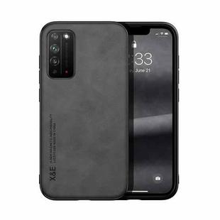 For Honor X10 5G Skin Feel Magnetic Leather Back Phone Case(Dark Grey)