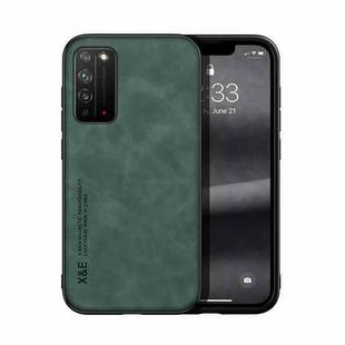 For Honor X10 5G Skin Feel Magnetic Leather Back Phone Case(Green)