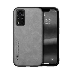 For Honor V40 5G Skin Feel Magnetic Leather Back Phone Case(Light Grey)