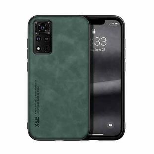 For Honor V40 5G Skin Feel Magnetic Leather Back Phone Case(Green)