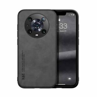 For Honor Magic4 Pro Skin Feel Magnetic Leather Back Phone Case(Dark Grey)