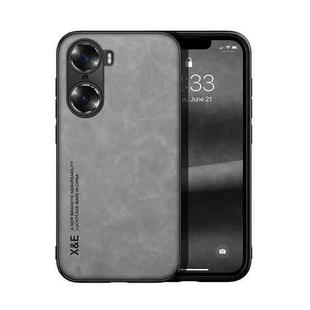 For Honor 60 Skin Feel Magnetic Leather Back Phone Case(Light Grey)