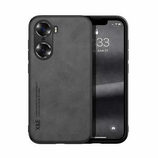 For Honor 60 Skin Feel Magnetic Leather Back Phone Case(Dark Grey)