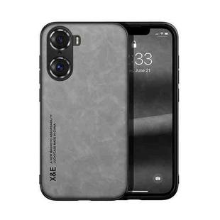 For Honor 60 Pro Skin Feel Magnetic Leather Back Phone Case(Light Grey)