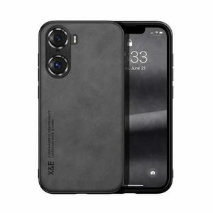 For Honor 60 Pro Skin Feel Magnetic Leather Back Phone Case(Dark Grey)