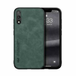 For Honor 9X Skin Feel Magnetic Leather Back Phone Case(Green)