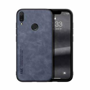 For Huawei Enjoy 9 Plus Skin Feel Magnetic Leather Back Phone Case(Blue)